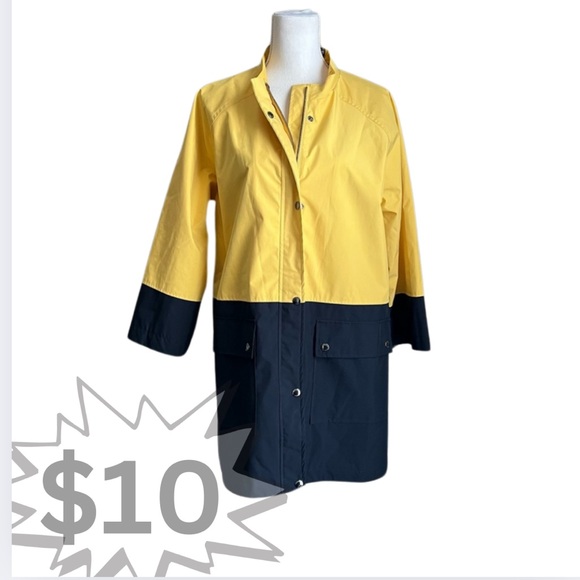 Bagatelle Sport Colorblock Rain Jacket L Yellow and Navy - Picture 1 of 16